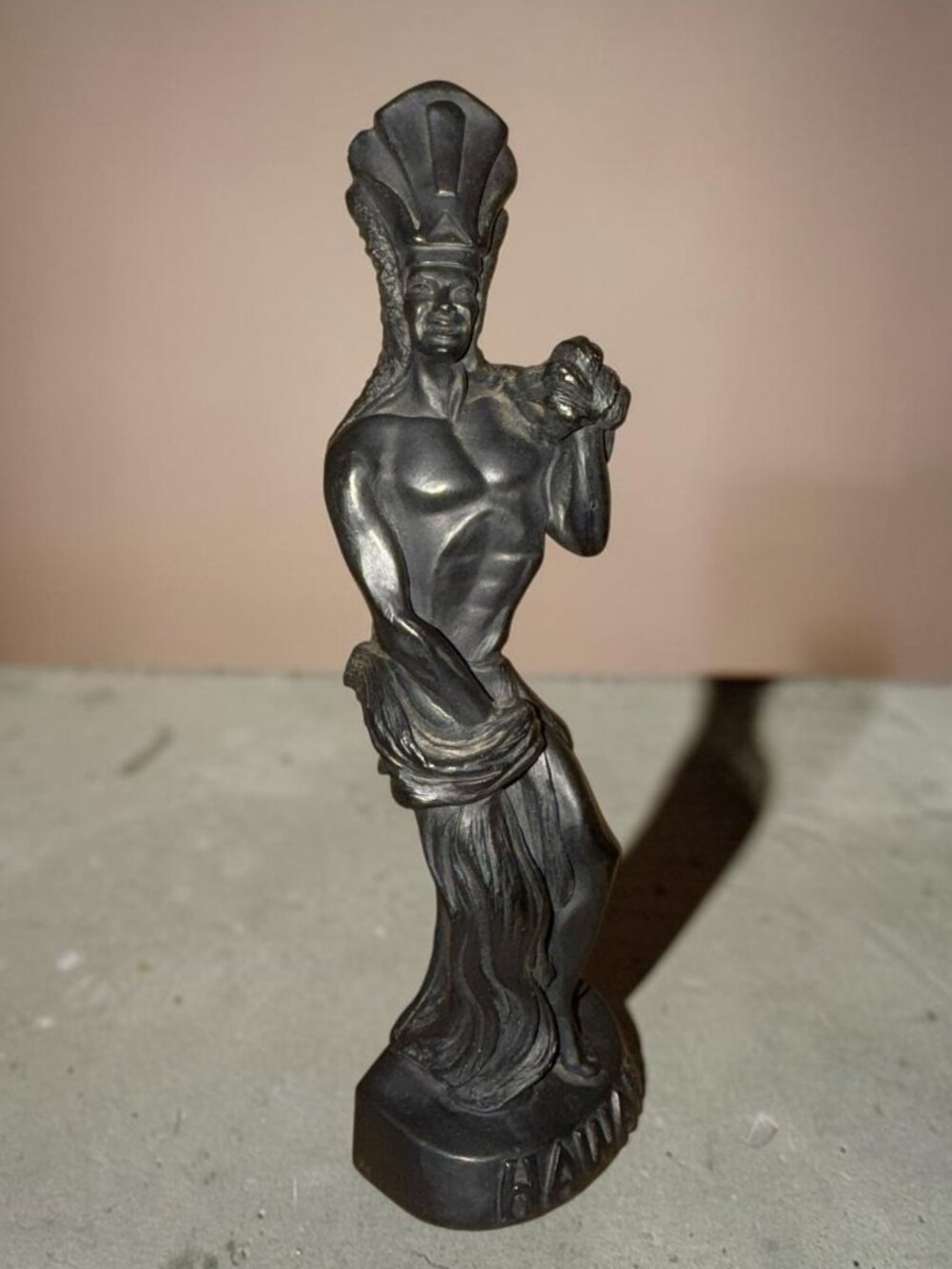 Vintage Hawaiian Warrior Figurine Coco Joe's Lava Resin